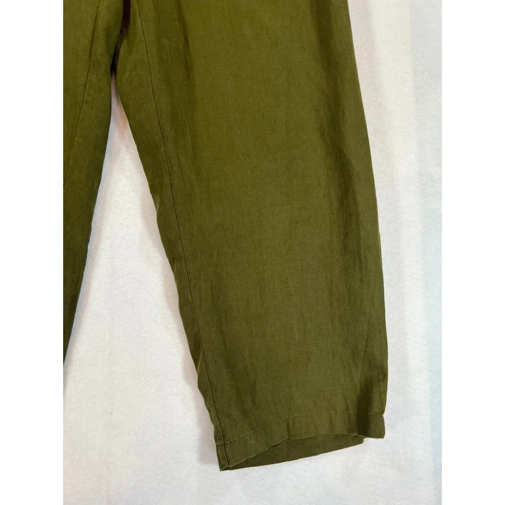 Quince 100% European Linen Straight Leg Pants Olive Green Minimalist Capsule